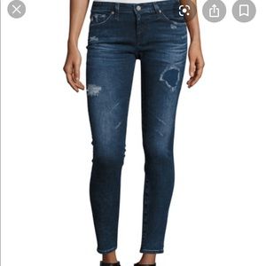 Distressed AG super skinny legging ankle jeans